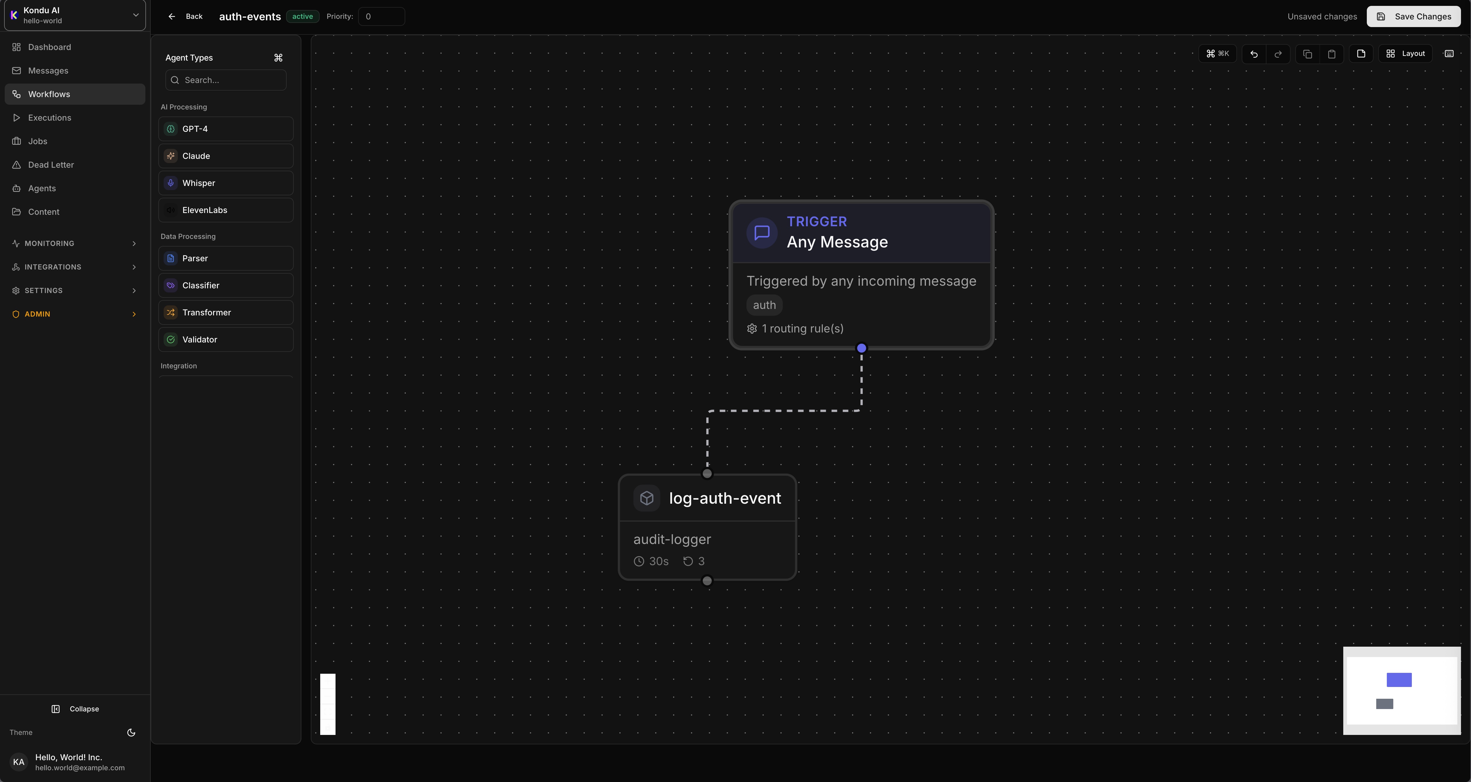 Kondu Console - Workflow Editor with AI Agents